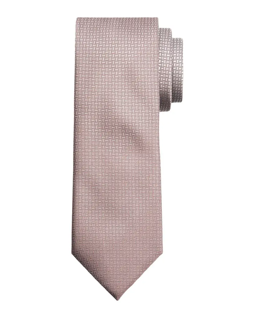 Brioni Men 's Micro-Geometric Square Jacquard Silk Tie