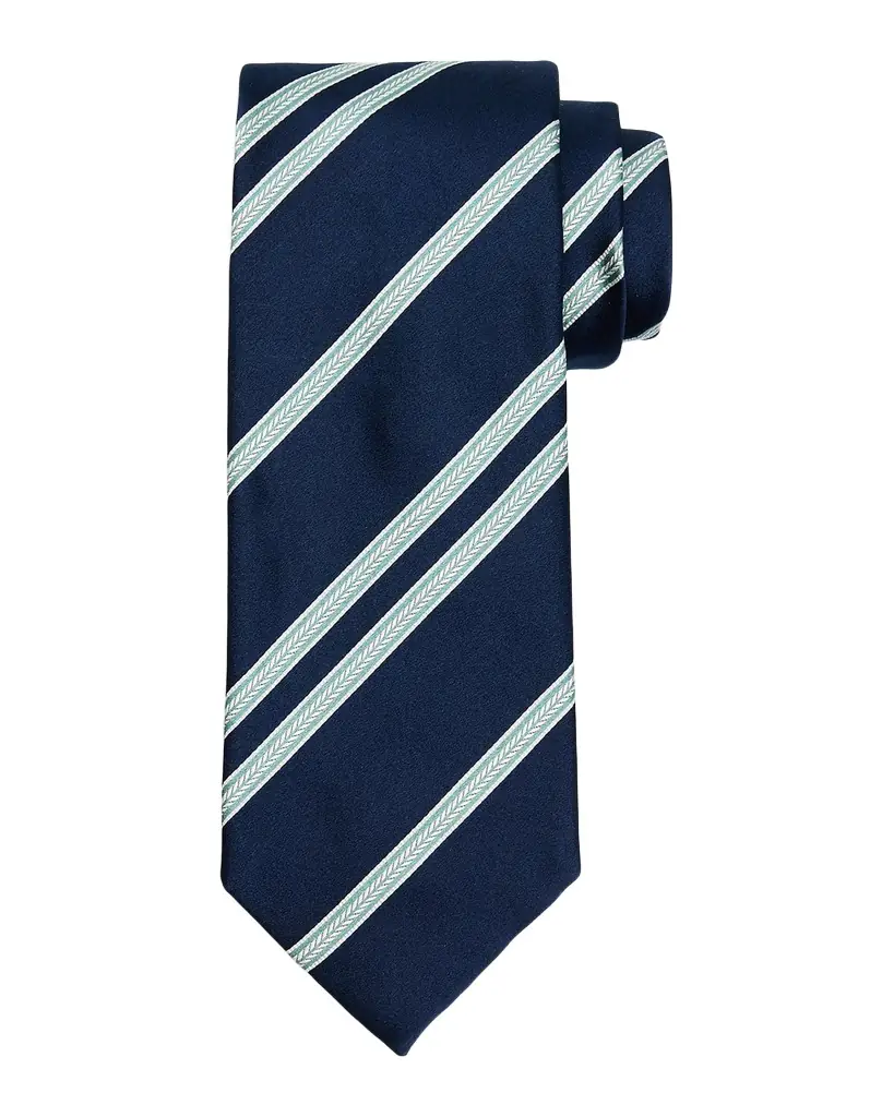 Brioni Men 's Herringbone Stripe Jacquard Silk Tie