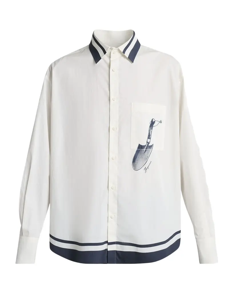 Jacquemus Men 's Candy Stripe Relaxed Cotton Button-Down Shirt