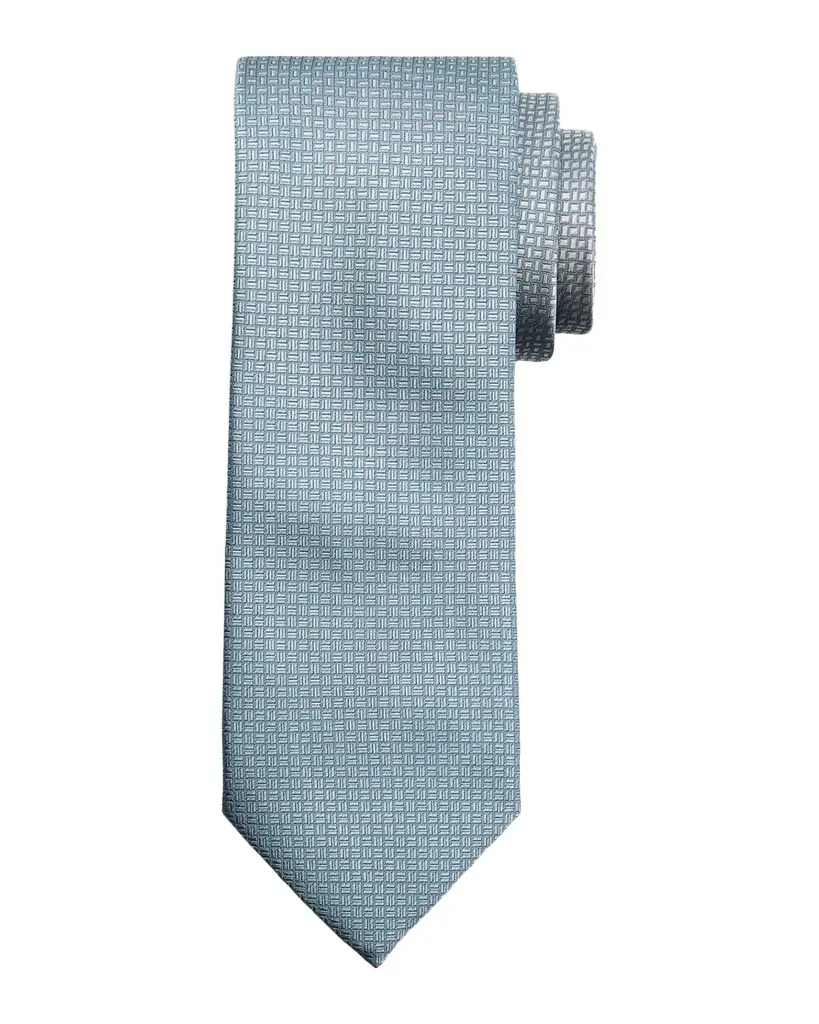 Brioni Men 's Micro-Geometric Square Jacquard Silk Tie