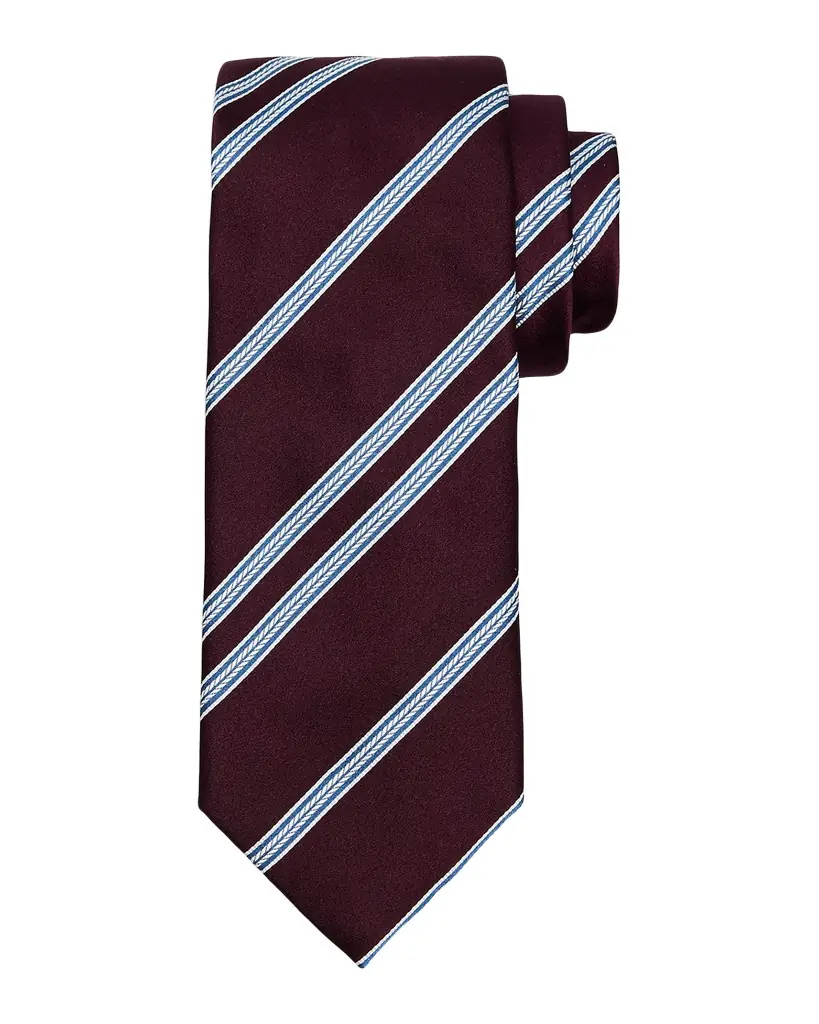 Brioni Men 's Herringbone Stripe Jacquard Silk Tie