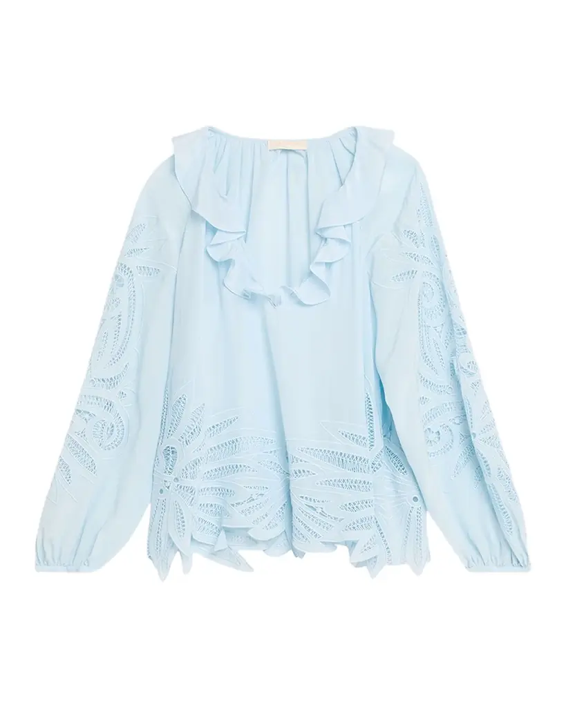 Ulla Johnson Adonis Embroidered Silk Blouse