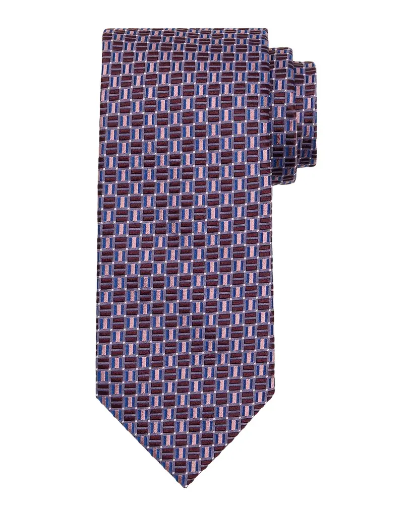 Brioni Men 's Geometric Square Jacquard Silk Tie
