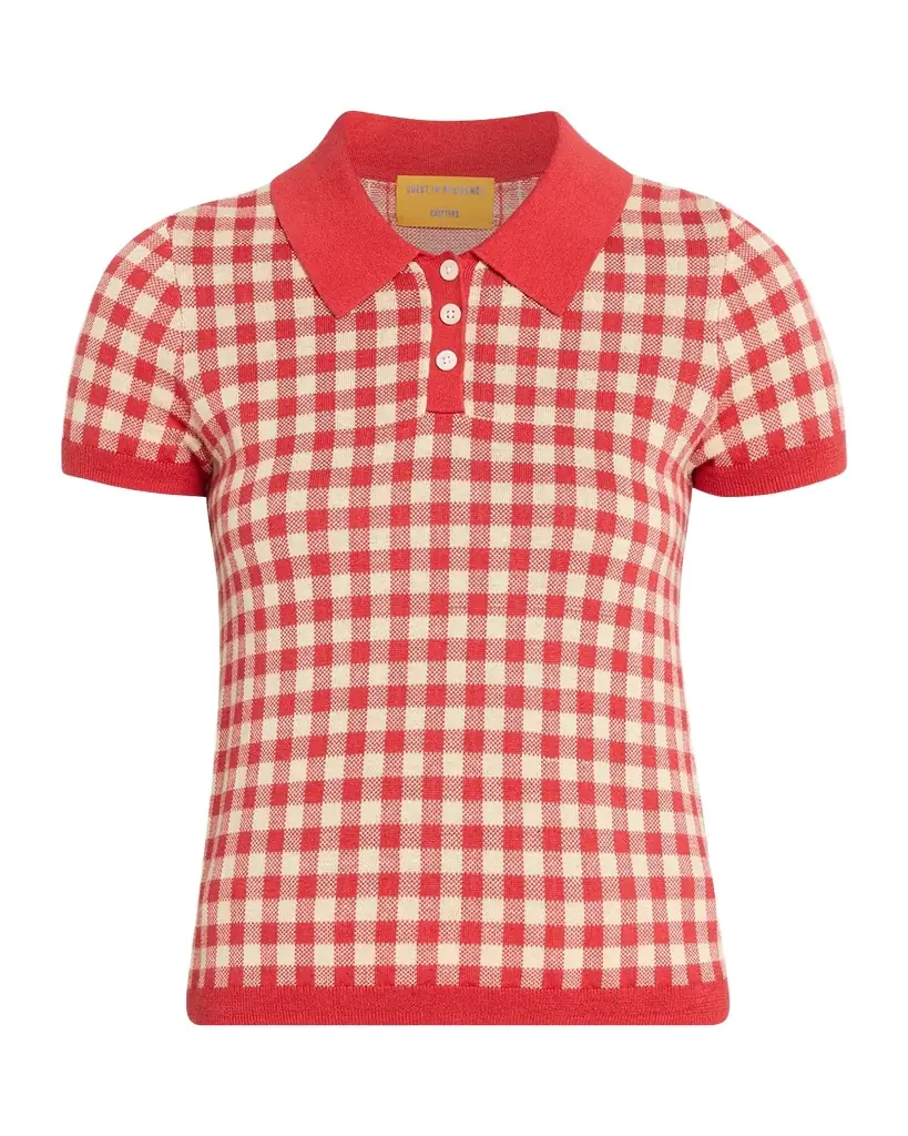 Guest in Residence Gingham Shrunken Silk-Linen Polo
