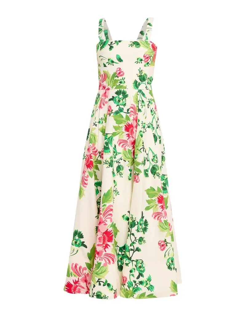 Saloni Sabrina Floral A-Line Midi Dress