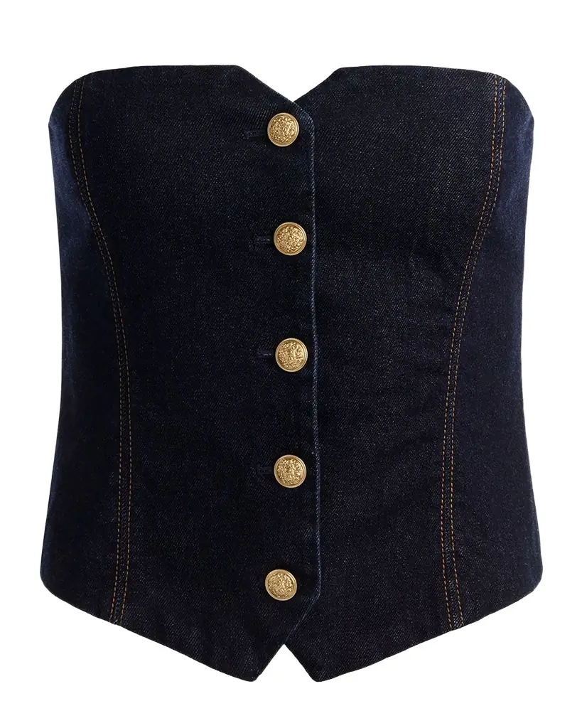 ALICE + OLIVIA Kelcey Denim Strapless Top