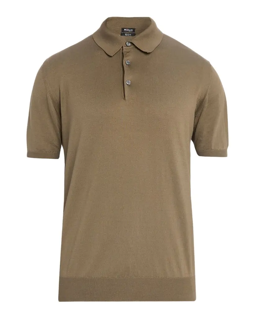 Kiton Men 's Cotton Knit Polo Shirt