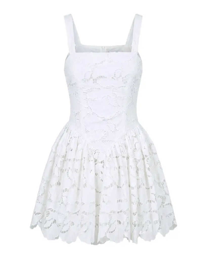 NICHOLAS Vittoria Basque-Waist Lace Mini Dress