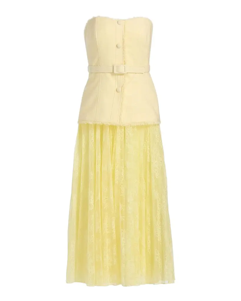 Badgley Mischka Tweed Lace Peplum Midi Dress