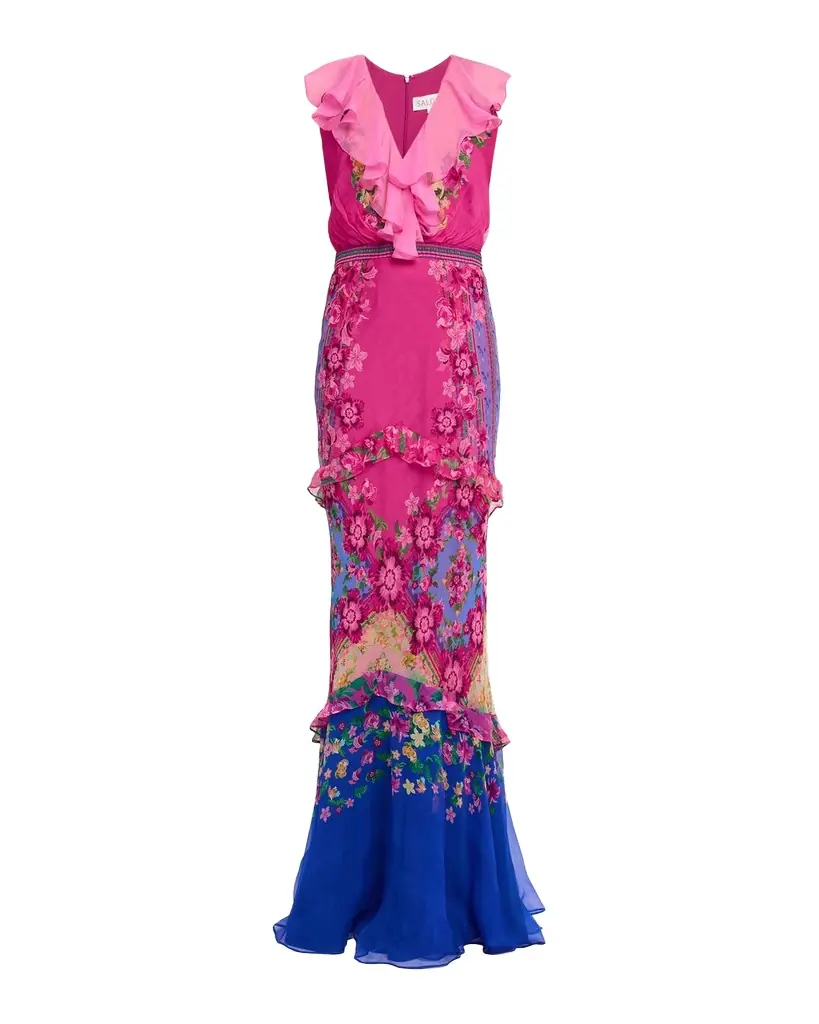 Saloni Rita Tiered Ruffle Cocktail Dress