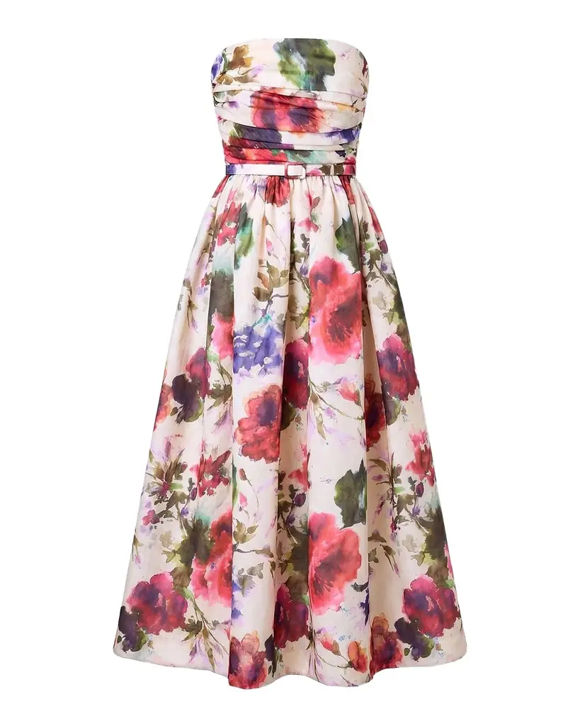 NICHOLAS Elly Strapless Floral-Print Maxi Dress