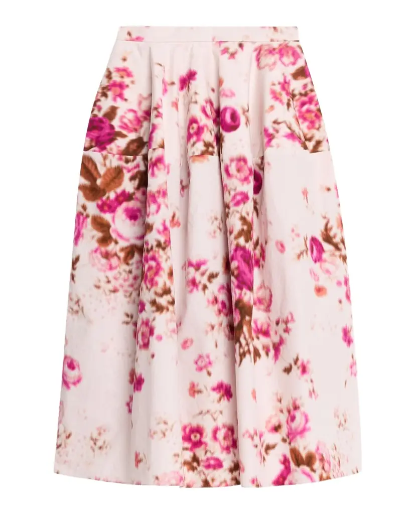 Erdem Floral-Print Cotton Midi Skirt