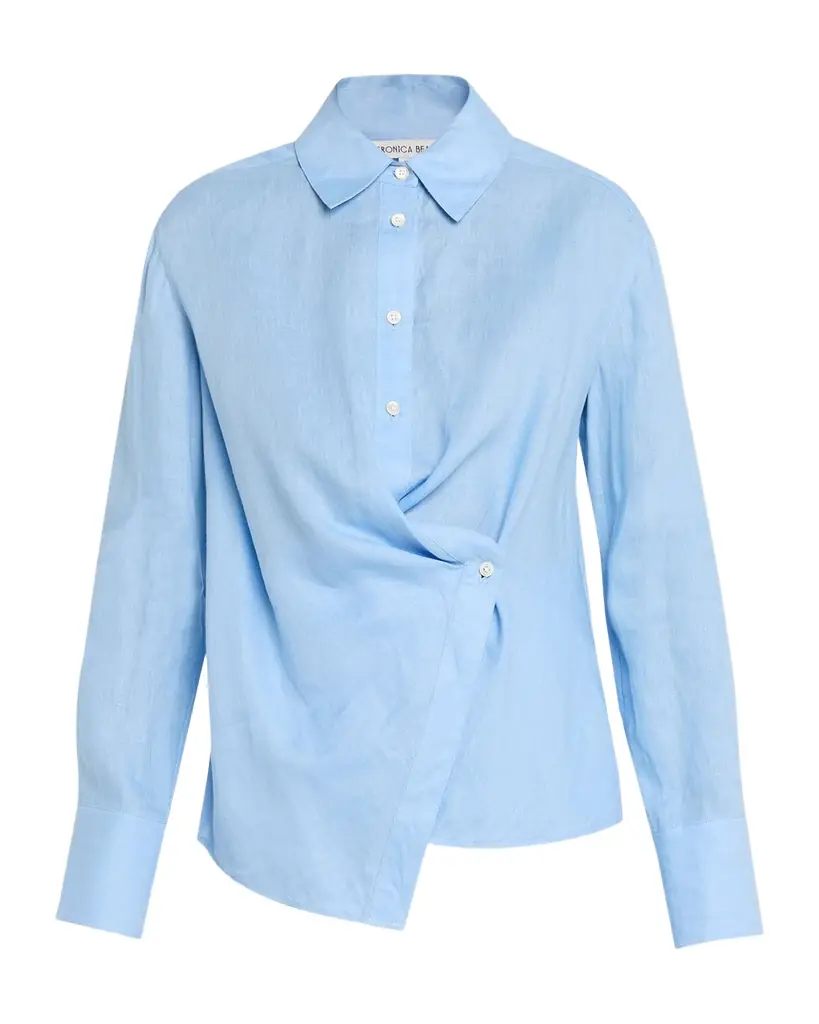Veronica Beard Perezzi Asymmetric Linen Shirt