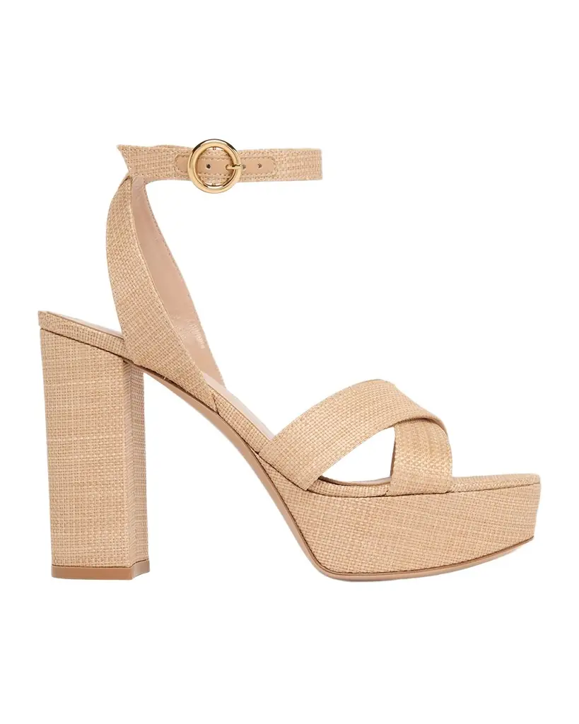 Gianvito Rossi 70MM Raffia Platform Sandals