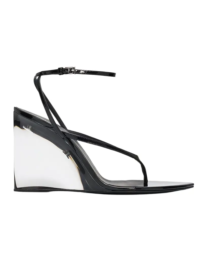 ALAIA 90mm Patent Leather Wedge Sandals