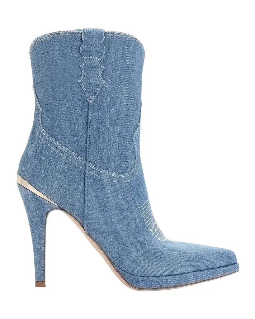 Partlow 95mm Camila Denim Western Ankle Boots - Women's Shoes