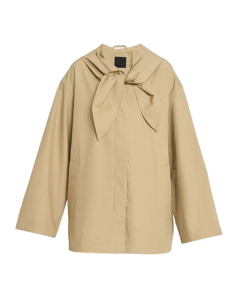 Toteme Scarf Hooded Technical Cotton Trapeze Jacket