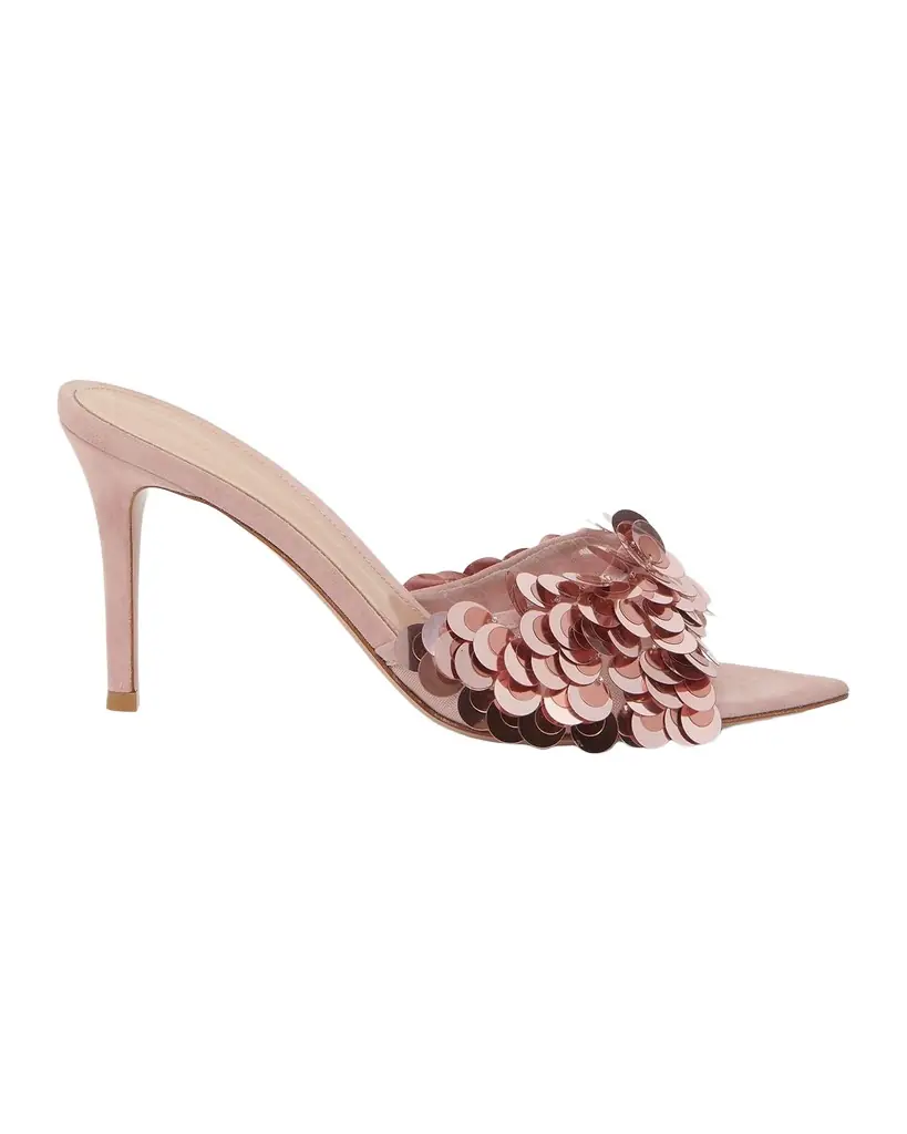 Gianvito Rossi 85mm Sequined Suede Mule Sandals