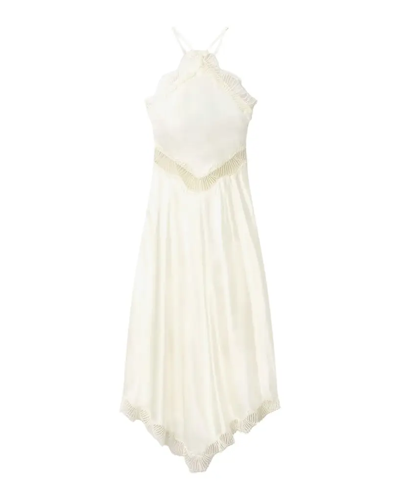 A.L.C. Lucia Satin & Lace Midi Dress
