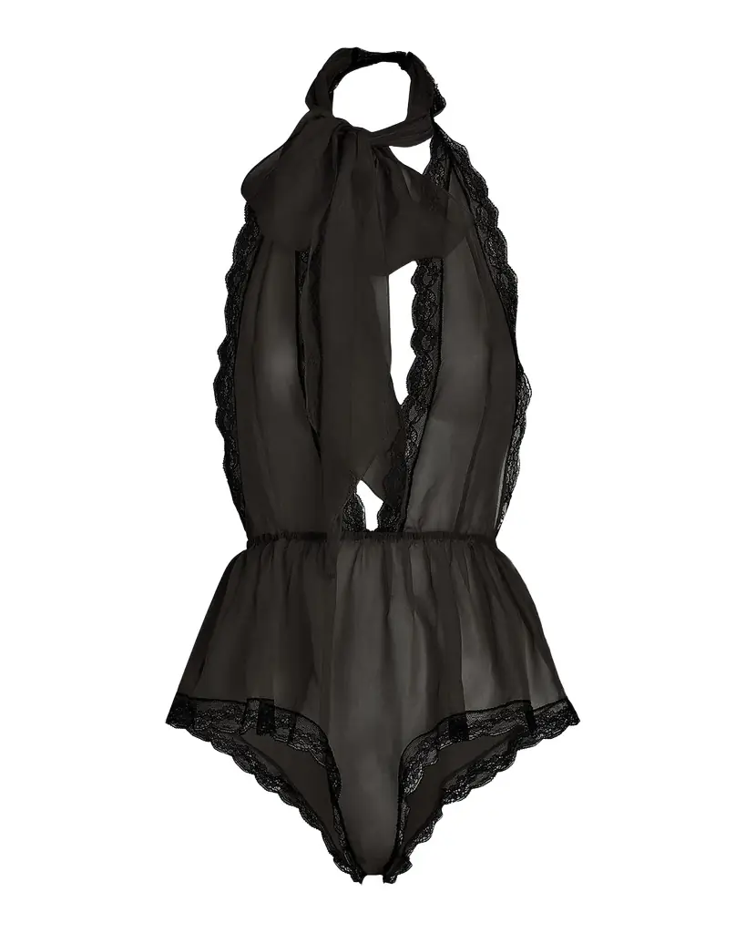 Dolce & Gabbana Lace-Trim Plunging Halter Bodysuit