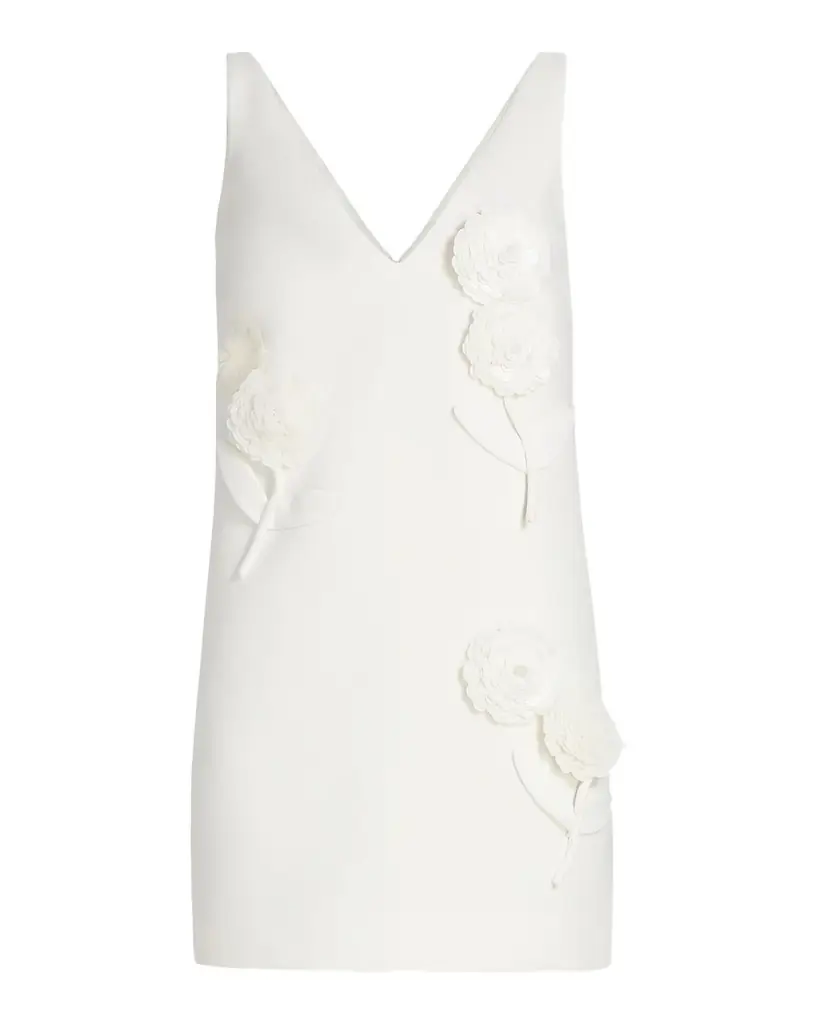 Self-Portrait Embellished Flower Crepe Mini Dress - Women's Clothing