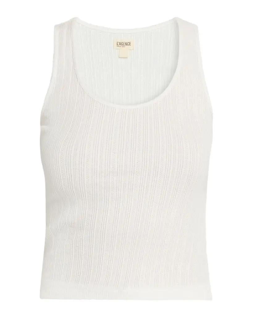 L 'Agence Adira Pointelle Scoop-Neck Tee