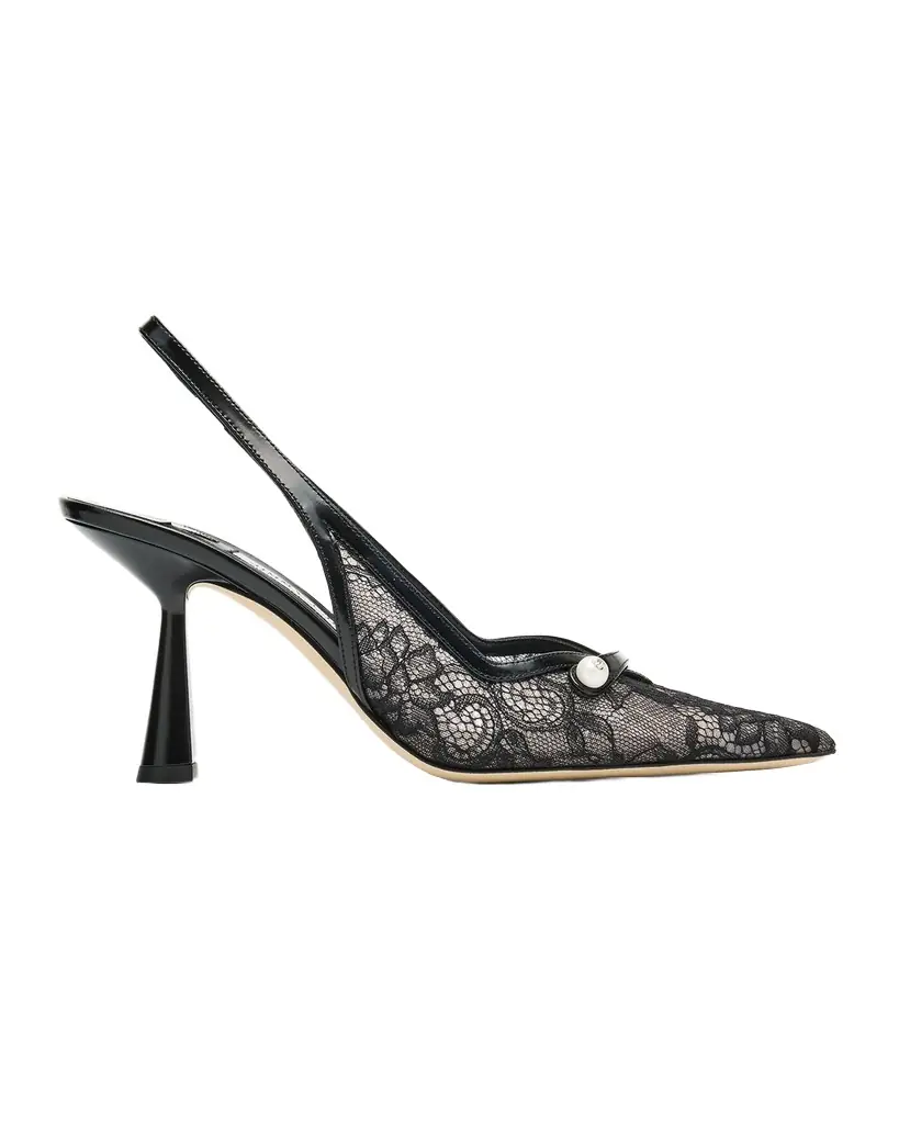 Jimmy Choo Amita 85 Lace Slingback Pumps