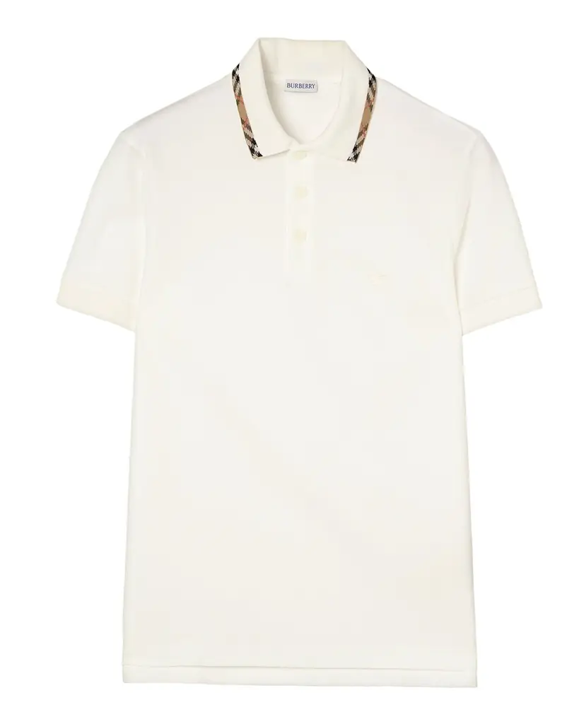 Burberry Men 's Slim Fit Check-Placket Pique Polo Shirt