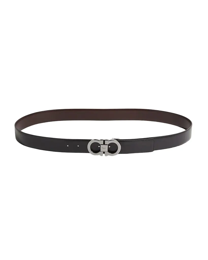 Ferragamo Men 's Reversible Leather Double-Gancio Belt