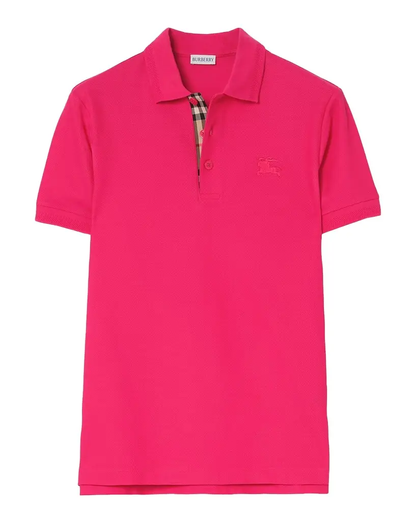 Burberry Men 's Check-Placket Cotton Pique Polo Shirt
