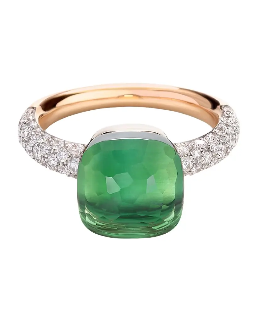 Pomellato Nudo Classic Ring with Prasiolite and Green Agate