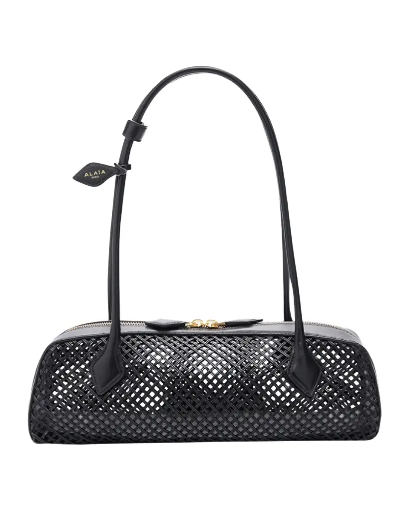 ALAIA Le Teckel Medium Leather Net Shoulder Bag