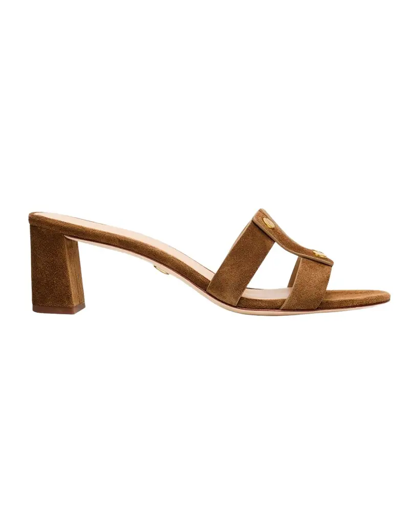 Veronica Beard 55mm Via Suede Block-Heel Sandals