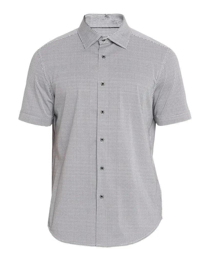 Bugatchi Men 's Miles OoohCotton Geometric-Print Short-Sleeve Shirt