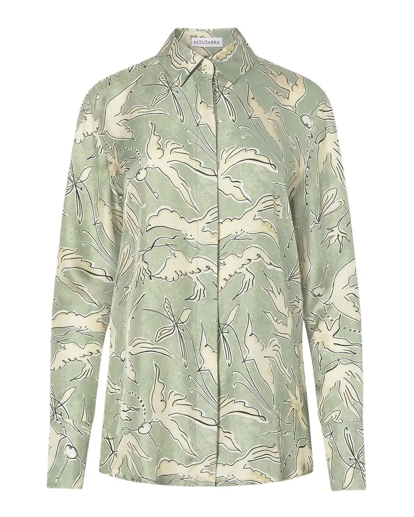 Altuzarra Chika Printed Silk Top