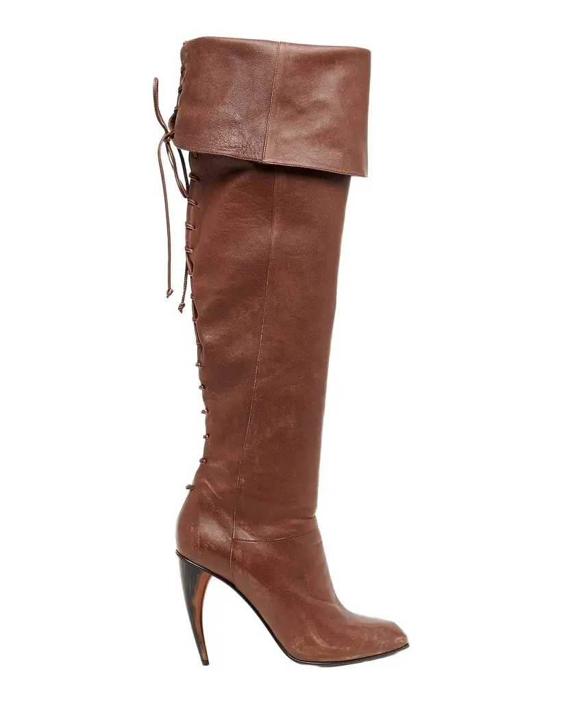 McQueen 105mm Horn Leather Knee-High Boots