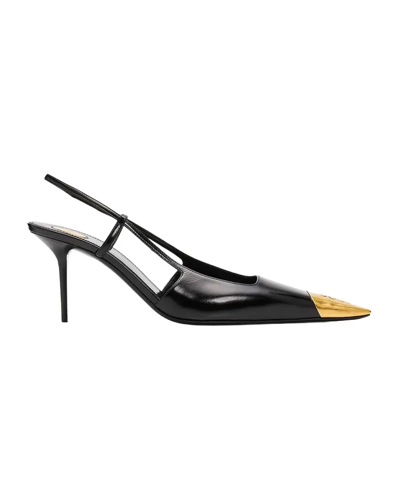 Saint Laurent 75mm Jeanne Leather Slingback Pumps