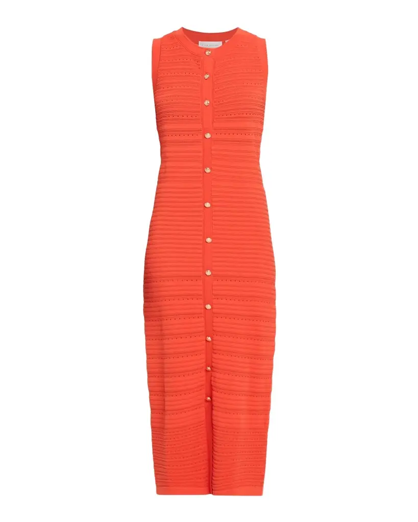 Elie Tahari Alessandra Button-Down Rib Knit Midi Dress