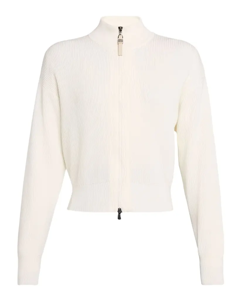 Brunello Cucinelli Cotton Rib Zip Cardigan