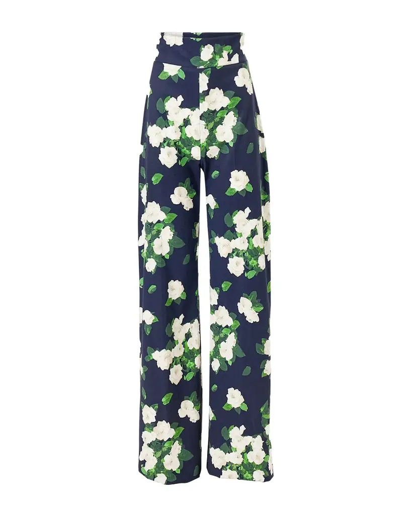 Carolina Herrera Diane High-Rise Floral Wide-Leg Pants