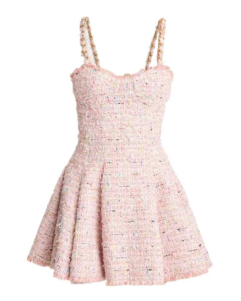 Balmain Tweed Sleeveless Flared Mini Dress