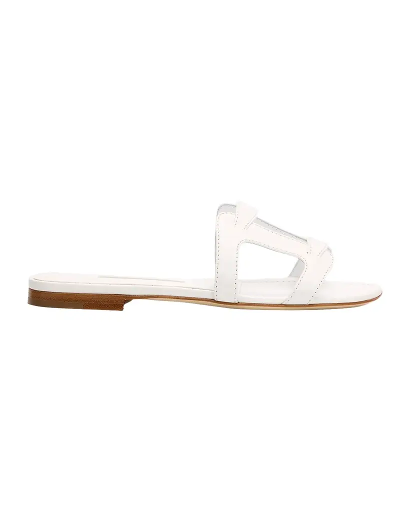 Manolo Blahnik Grellanu Leather Flat Slide Sandals