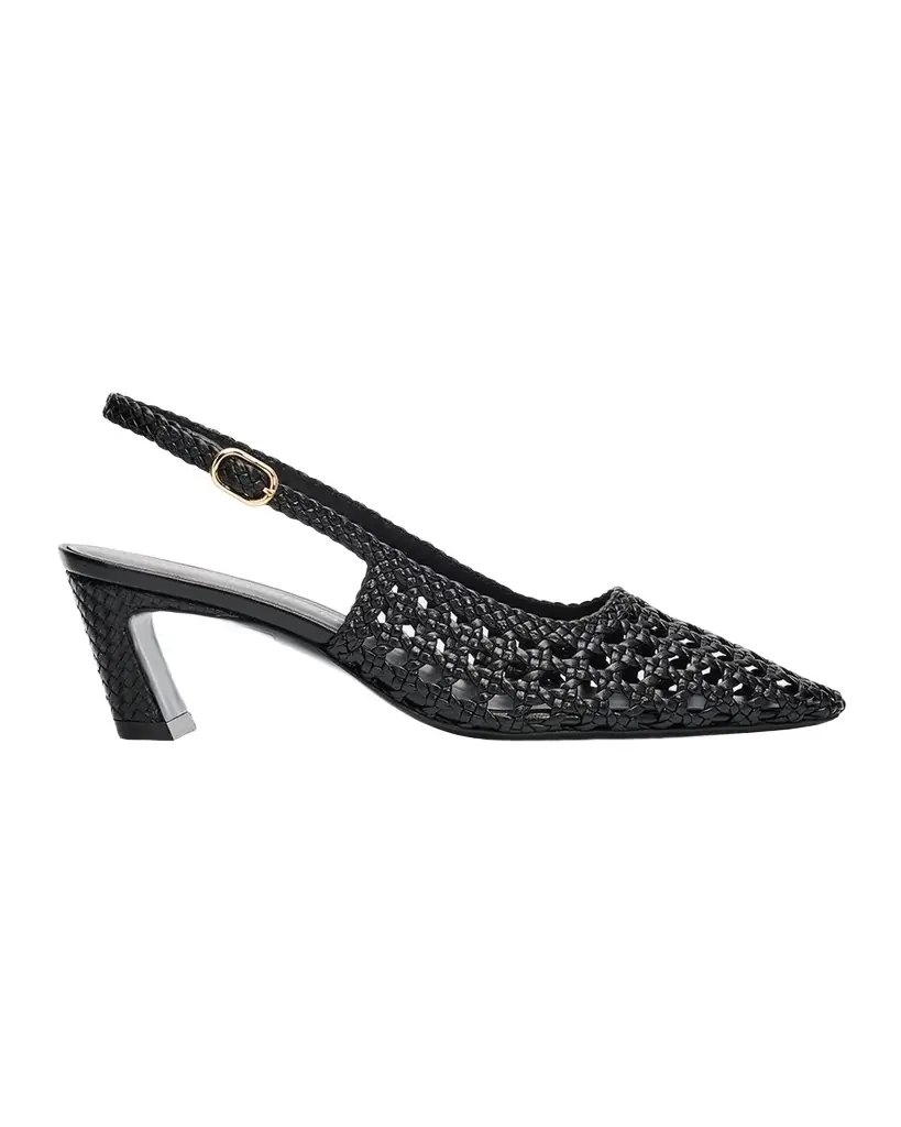 Stuart Weitzman 50mm Stassi Woven Leather Slingback Pumps