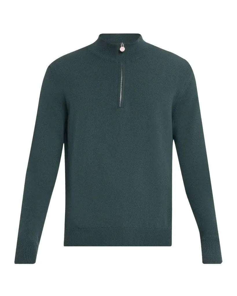 Kiton Men 's 12gg Cashmere Mock Neck Quarter-Zip weater