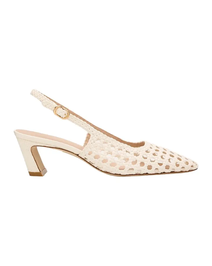 Stuart Weitzman 50mm Stassi Woven Leather Slingback Pumps