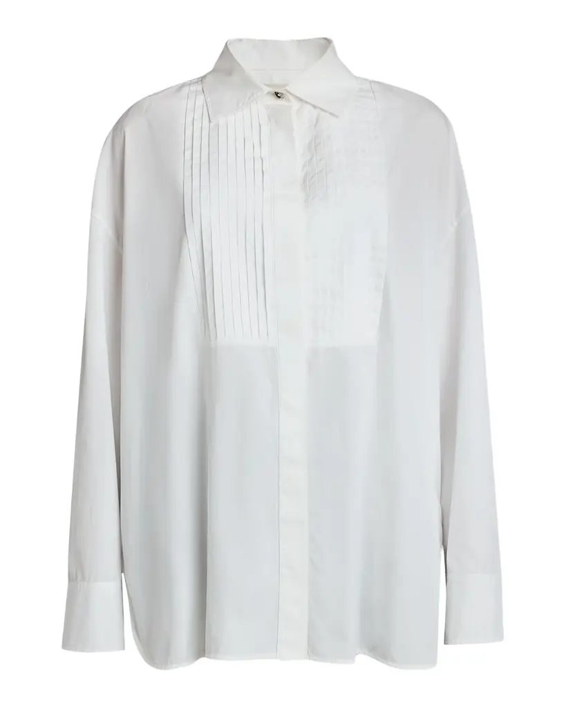 Golden Goose Journey Oversized Cotton Voile Tuxedo Shirt