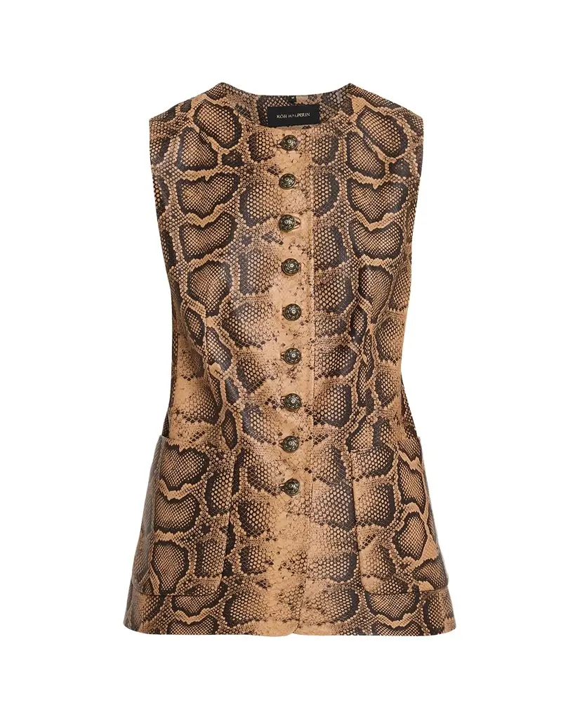 Kobi Halperin Abi Crewneck Python-Print Vest