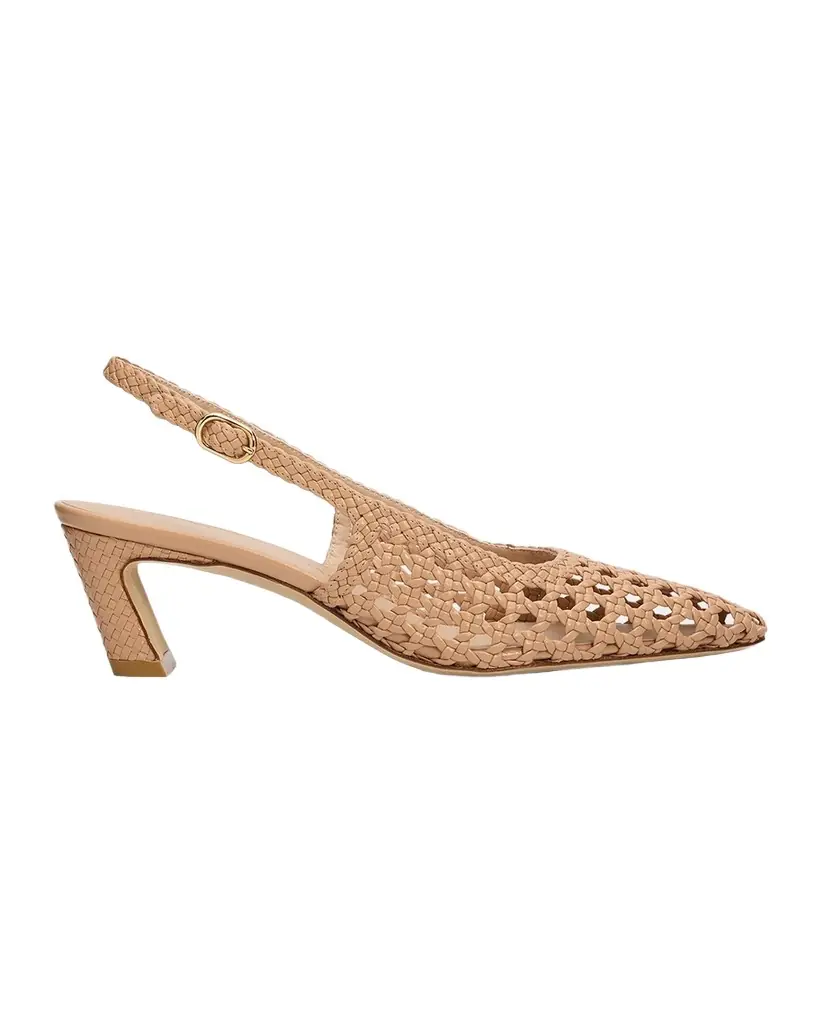 Stuart Weitzman 50mm Stassi Woven Leather Slingback Pumps