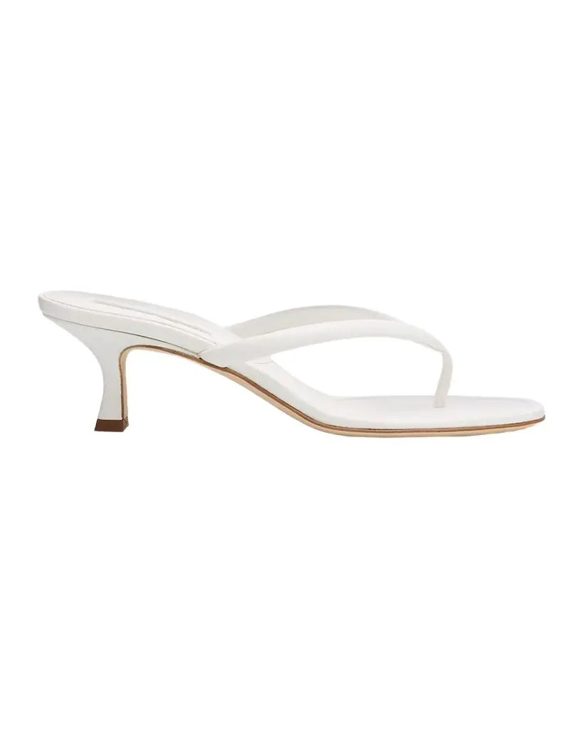 Manolo Blahnik 50mm Paterno Leather Thong Sandals