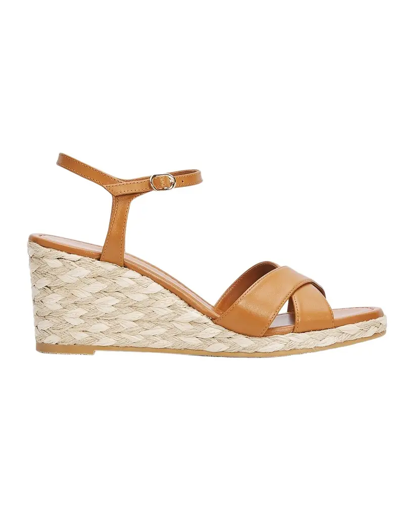 Stuart Weitzman 65mm Dayna Leather Crisscross Espadrille Sandals